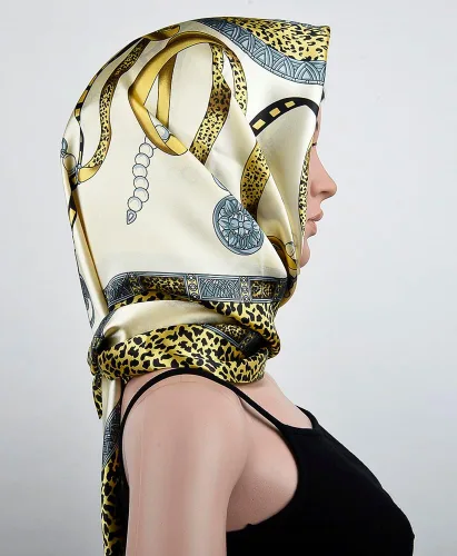 Vista 5 de corciova - Bufanda cuadrada grande para mujer, diadema sedosa para cabello rizado, lazo para dormir por la noche, bandana a la moda, 35 x 35 pulgadas
