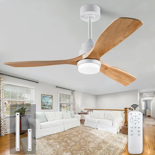 Vista 16 de Ventiladores de techo negros de 42 pulgadas con luces y control remoto, luz LED regulable, 3 cuchillas de madera, función de memoria, motor CC