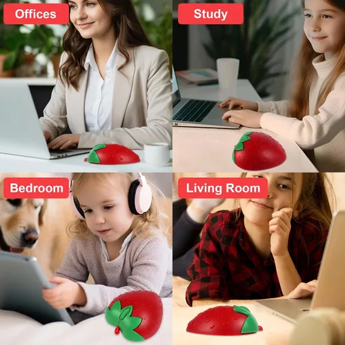 Vista 14 de Ratón inalámbrico Bluetooth con forma de fresa de fruta linda 2.4 GHz y Bluetooth 1000 DPI Ratones ópticos para computadora con receptor USB, mouse