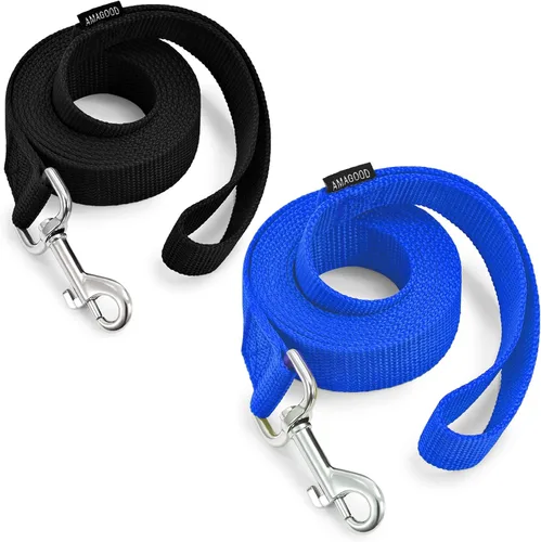 Vista 51 de AMAGOOD 6 pies de correas para cachorros/perros, correa de estilo tradicional resistente con gancho de cuello fácil de usar, correa para perros Negro