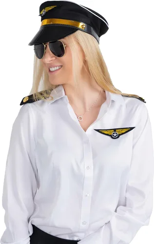 Vista 4 de Dress Up America Conjunto de disfraz de piloto - Conjunto de accesorios de disfraz de piloto de aerolínea para niños y adultos