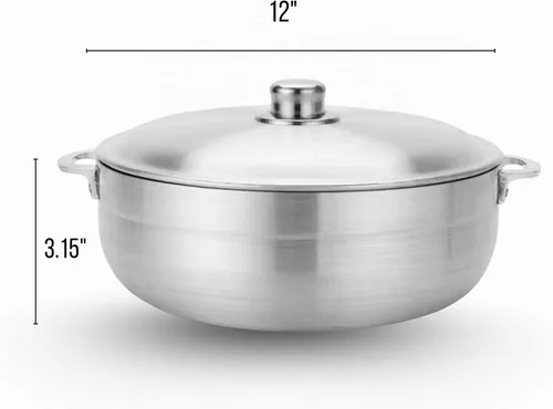 Vista 8 de Alpine Cuisine olla de caldero de aluminio antiadherente de 3.5 cuartos con tapa Utensilios de cocina duraderos y fáciles de limpiar