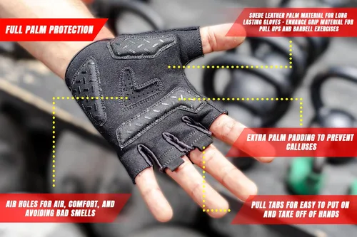 Vista 9 de Fit Active Sports Max Grip - Guantes de entrenamiento para levantamiento de pesas para levantamiento de pesas, ciclismo, entrenamiento de fitness