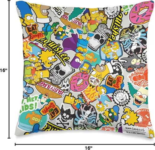 Vista 4 de 20th Century Television The Simpsons - Almohada de collage con calcomanías, 16.0 x 16.0 in, multicolor