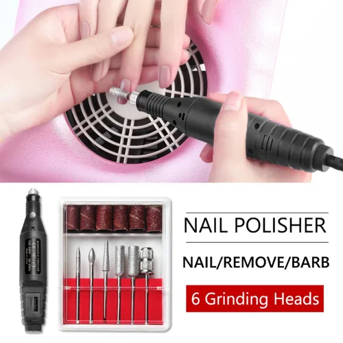 Vista 2 de Taladro de uñas eléctrico USB, lima de uñas portátil profesional, manicura y pedicura con 6 brocas de uñas, kit de herramientas de arte de uñas