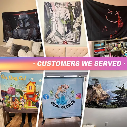 Vista 3 de Crea tu propio tapiz con logotipo, foto, texto, poliéster duradero con impresión vibrante, 27.6 x 29.4 pulgadas, póster personalizado