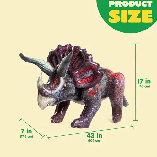 Vista 4 de JOYIN Juguete inflable de dinosaurio Triceratops de 43 pulgadas para decoraciones de fiesta, regalo de fiesta de cumpleaños para niños y adultos