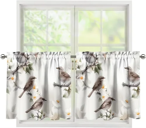 Vista 26 de God Bssing You Tier Curtains for July 4Th 2026 27.5x24 2 Panels Light Filtering Half Window Rod Pocket for Kitchen/Bathroom