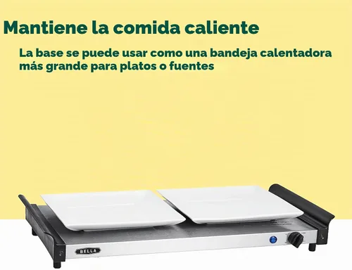 Vista 4 de [Usado] BELLA Servidor de buffet eléctrico triple de 4.5 cuartos de galón, bandeja de calentamiento de alimentos y olla de cocción lenta, estación