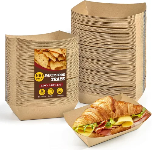 Vista 8 de Ocmoiy - Bandejas de papel para alimentos, 100