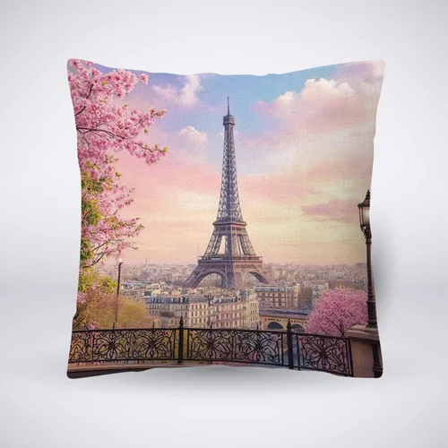 Vista 11 de Pehede Funda de almohada decorativa de lino y algodón con diseño de pintura al óleo de París, vista de la calle de París, para sofá, silla
