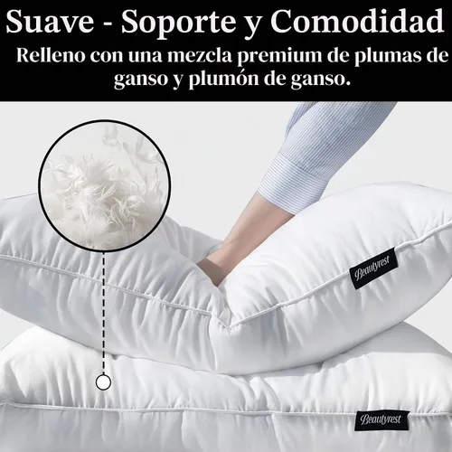 Vista 2 de Beautyrest Juego de 2 almohadas de plumas de ganso tamaño Queen