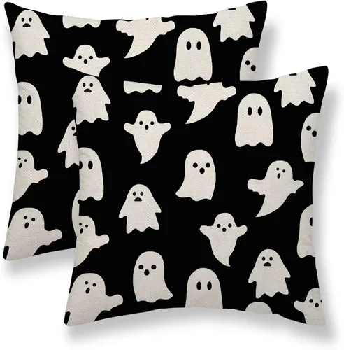 Vista 46 de Juego de 2 fundas de almohada florales de color marrón y gris de 16 x 16 pulgadas, fundas de almohada con estampado de bloques de hojas de flores