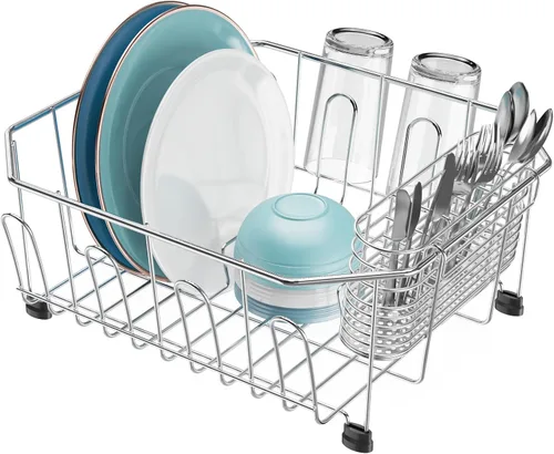 Vista 13 de GSlife Escurridor de platos pequeño en el fregadero, escurridor de platos compacto para fregadero de cocina y apartamento, resistente a