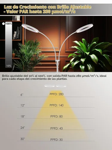 Vista 4 de Luces de crecimiento de 48W para plantas de interior, luz de planta LED de Blanco