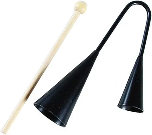 Vista 5 de Agogo Bell - Instrumento de percusión tradicional de samba de dos tonos con palo de madera para niños pequeños