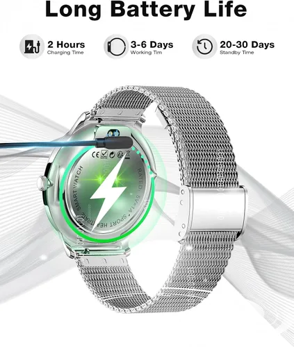 Vista 8 de SOUYIE Relojes inteligentes para mujeres y hombres, pantalla AMOLED de 1.43 pulgadas, monitor de actividad física, frecuencia cardíaca, presión
