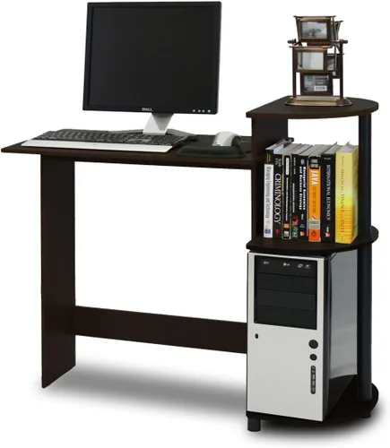 Vista 16 de Furinno EFFICIENT - Escritorio para juegos de 28.6 pulgadas de ancho con 3 estantes laterales abiertos, escritorio para computadora portátil