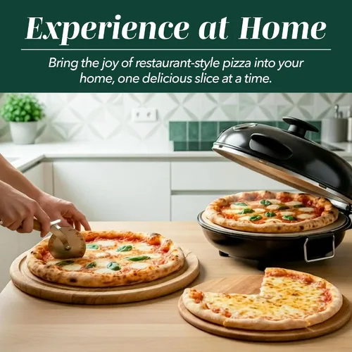 Vista 7 de Horno de Pizza Eléctrico de Encimera Cook With Color – Pizzero para Pizzas Crujientes de Encimera, Calienta hasta 800˚F, Piedra Cerámica de 12