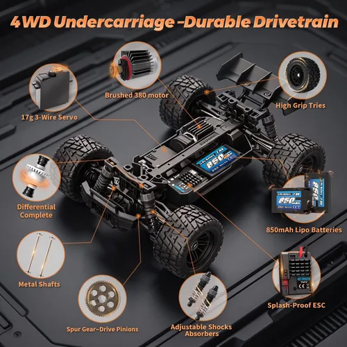 Vista 7 de HAIBOXING 1:18 coche de control remoto, 36KPH 4WD Fast RC Car para adultos