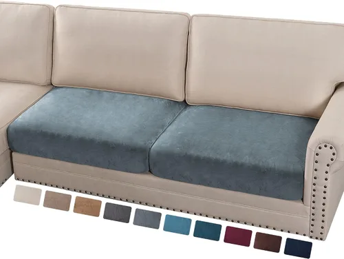 Vista 20 de PrinceDeco Fundas de cojín para sofá, funda elástica y lavable, funda de cojín ajustable de tela de terciopelo antideslizante, protector de muebles