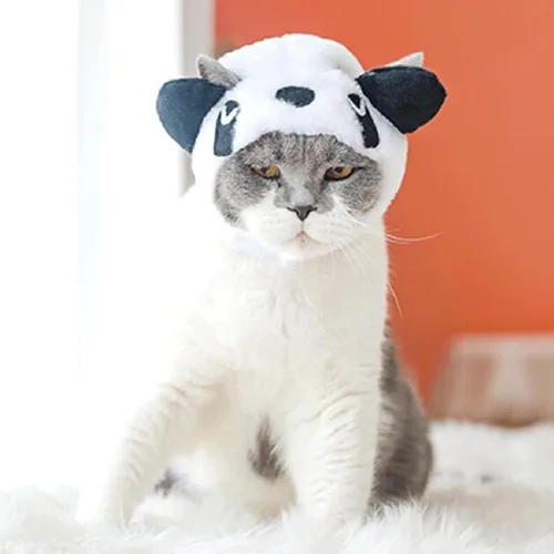Vista 3 de Gorro de felpa para mascotas, disfraz de perro a la moda, sombrero de punto compatible con panda de Navidad, S