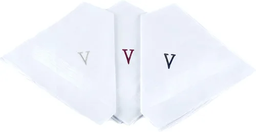 Vista 17 de Pañuelo inicial para hombre, monograma en caja, 3 piezas, 100% algodón Una inicial