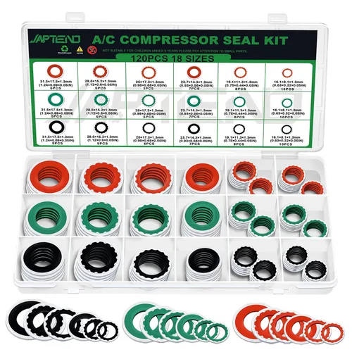 Vista 12 de Kit surtido de 110 piezas de arandelas de sello de compresor de sistema de aire acondicionado, 12 tamaños automotrices para compresor de A/C, kit
