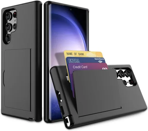 Vista 13 de Funda para Samsung Galaxy S25 con tarjetero, ranura para tarjeta de crédito Funda protectora tipo cartera - Negro