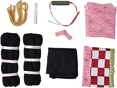Vista 6 de Kamado - Disfraz de kimono Wan de Navidad para niños niñas y disfraces accesorios para el cabello y bambú