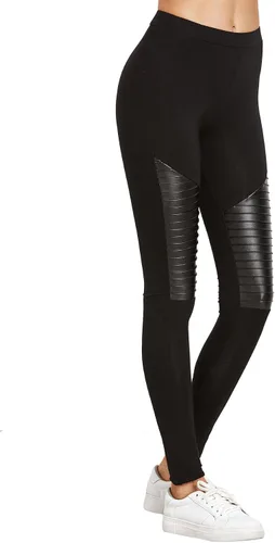Vista 2 de SweatyRocks Leggings de cuero sintético insertados para mujer