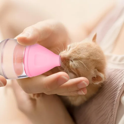 Vista 6 de Mipcase Botellas para gatitos, mini botellas para cachorros con 4 biberones de plástico para mascotas con cepillo de limpieza para alimentar gatitos