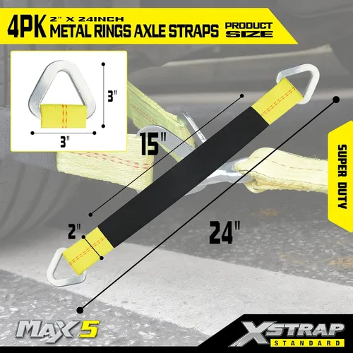 Vista 4 de XSTRAP STANDARD Paquete de 4 correas de eje de 24" x 2" con funda