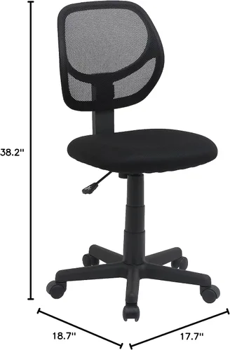Vista 8 de Amazon Basics Silla de oficina con respaldo bajo, malla transpirable, altura ajustable, asiento acolchado, ruedas giratorias, soporte de espalda