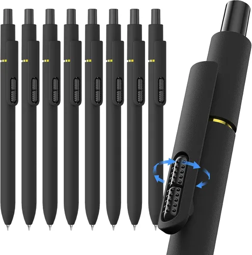 Vista 9 de Paquete de 8 bolígrafos de gel negro, punta media de 0.028 in, bolígrafos de tinta retráctiles de secado rápido para escritura suave, suministros