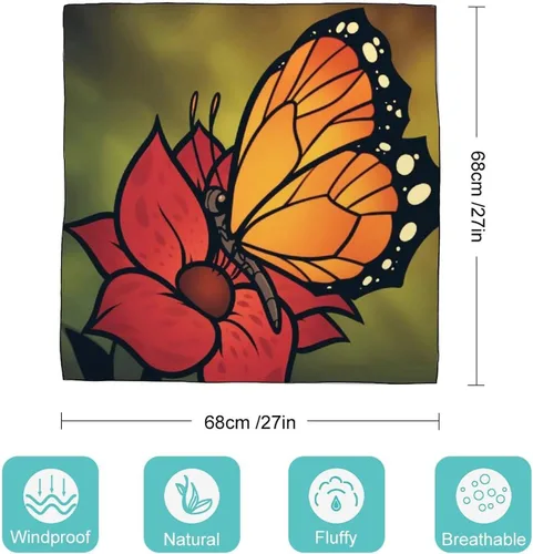 Vista 2 de Pañuelo de seda con estampado vintage suave de mariposa y flor Monarch