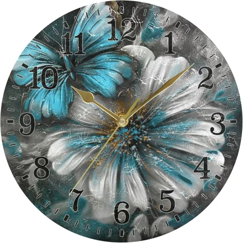 Vista 57 de JUNZAN Reloj de bañera con vino romántico espumoso y velas, reloj de pared silencioso de 10 pulgadas, pequeño reloj redondo, decoración de cocina