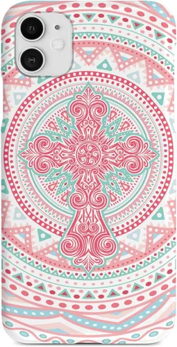 Vista 21 de Inspired Cases - Compatible with iPhone Xs Max Case - 3D Textured Protective Phone Case for Apple iPhone Xs Max - Ornate Cross - Coral and Mint