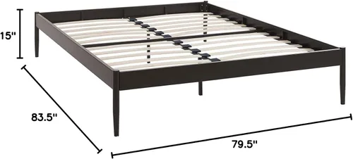 Vista 3 de Modway Elsie - Base de cama de metal con soporte de tablillas, tamaño King, color marrón