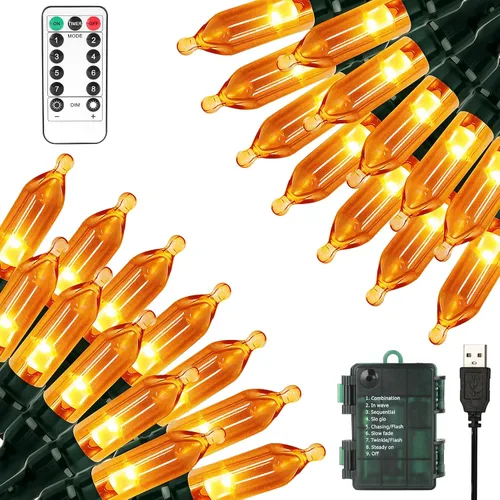 Vista 21 de Green Convenience Luces de Navidad a pilas de 33 pies 100 LED para Blanco