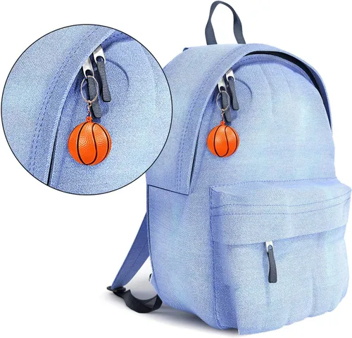 Vista 4 de Blulu Paquete de 20 llaveros de baloncesto a granel, regalos de fiesta de baloncesto naranja, regalos deportivos para bolsas de regalos