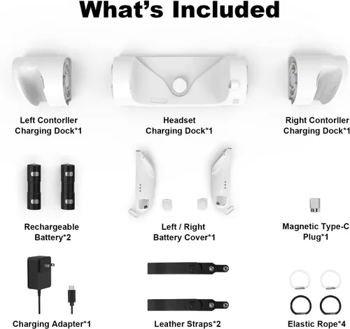 Vista 8 de AMVR - Base de carga mejorada con cable de carga USB-C para MetaOculus Quest 2, soporte para pantalla de auriculares y estación de montaje