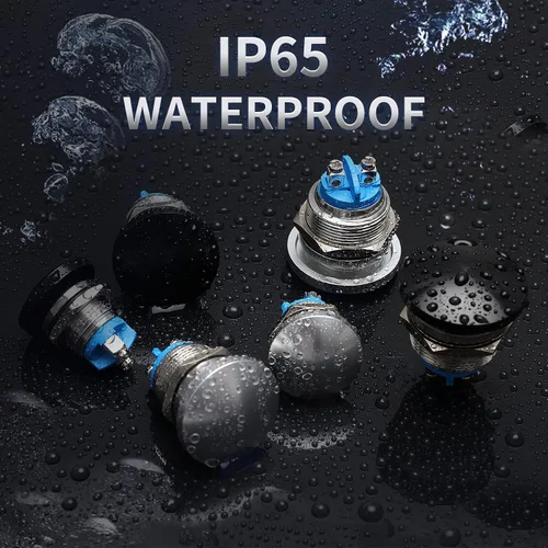 Vista 6 de STARELO Interruptor de botón momentáneo de 0.79 pulgadas, cabeza de hongo de metal de acero inoxidable IP65, resistente al agua, 2 pines, SPST, 1NO