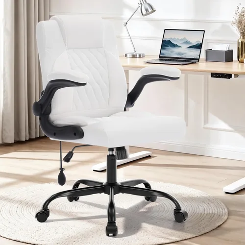 Vista 11 de Silla de oficina,Silla ejecutiva de escritorio para computadora,Negro Soporte lumbar inflable,Cuero PU suave,Reposabrazos