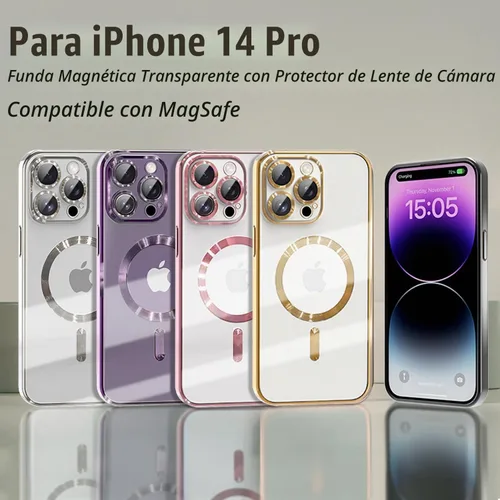 Vista 9 de Misscase Funda MagSafe compatible con iPhone 14 Pro con protector de lente de cámara, protección completa, funda magnética transparente compatible