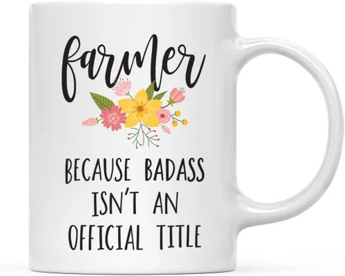 Vista 14 de Andaz Press Taza de café de 11 onzas, regalo de broma, tía porque Badass no es un título oficial, gráfico floral, 1 paquete