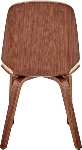 Vista 7 de Armen Living Brinley Mid Century - Silla auxiliar moderna de piel sintética color crema y madera de nogal para comedor, mesa de cocina, escritorio