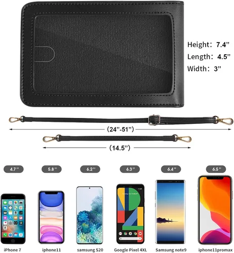 Vista 6 de Borivilla Crossbody Cellphone Purse Women Touch Screen Bag RFID Blocking Wallet Handbag Shoulder Strap