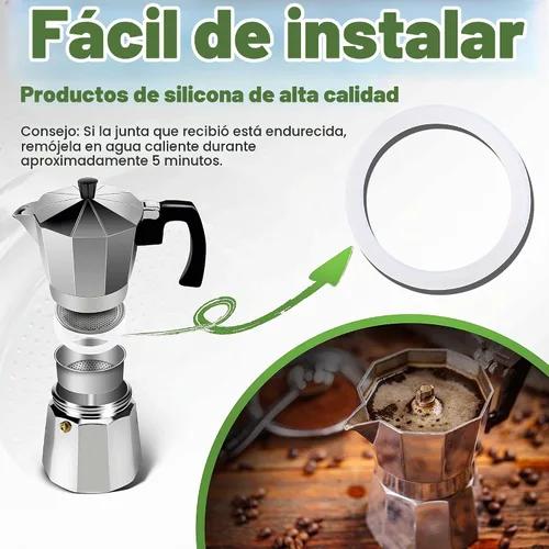 Vista 3 de LitOrange 4 tazas de repuesto de silicona de grado alimenticio, anillo de sellado para estufas de aluminio, cafetera, ollas Moka Express Dama