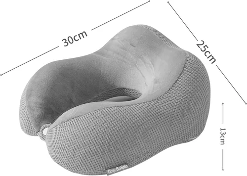 Vista 5 de Almohada de viaje – Almohada de cuello para viajes, almohada de apoyo portátil de espuma viscoelástica, cómoda y ligera, paquete rápido para 2-Gris